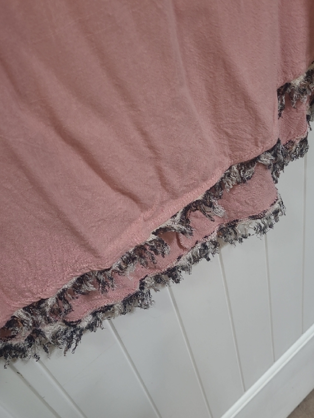 Umgee L Pink Tunic with Leopard Print Sleeves and Fringe - Picture 4 of 6